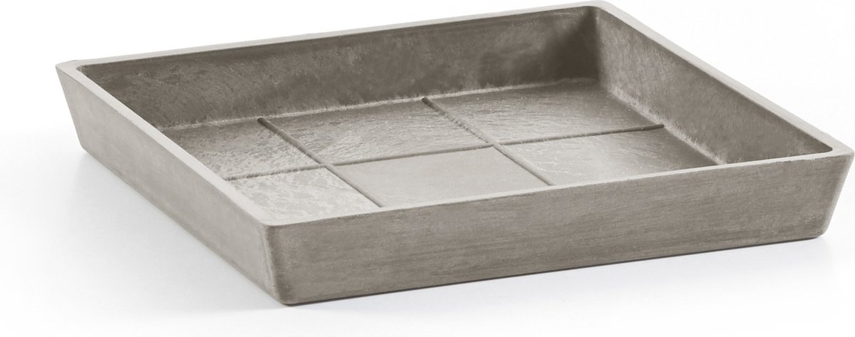 Ecopots Saucer Square - Taupe - 18 x H2,5 cm - Vierkante taupe onderschotel met waterreservoir