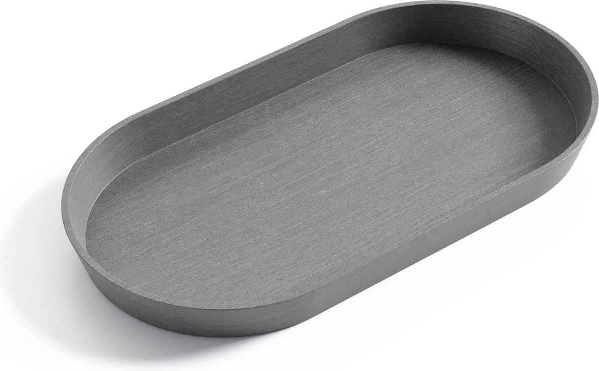 Ecopots Saucer Oval - Grey - 28,4 x 15,4 x H2,4 cm - Ovalen 