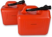 Set van 2 Robuuste Jerrycans 20 Liter met Tuit - Rood Polyethyleen - Geschikt voor Benzine, Diesel en Water - Ideaal voor Klussen, Kamperen & Outdoor en Meer!