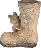 Clayre & Eef Pot de fleurs Botte 30 cm Marron Matériau céramique Grenouille Figurine décorative