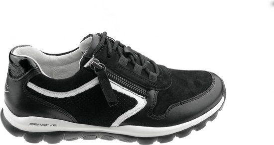 Gabor rollingsoft sensitive 56.964.47 - dames rollende wandelsneaker - zwart - maat 37 (EU) 4 (UK)