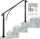 Balustrade Trap Smeedijzeren trapleuning toegangsleuning boogvorm geschikt voor 3 tot 4 treden voor buiten zwart