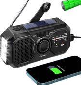 Draagbare Noodradio - Survival - Opwindbare Radio -Dynamo Zaklamp - Powerbank 1200 mAh - Solar Opwindbaar - Noodradio op batterijen en Zonneenergie - IPX4 - USB-C-kabel - Noodpakket