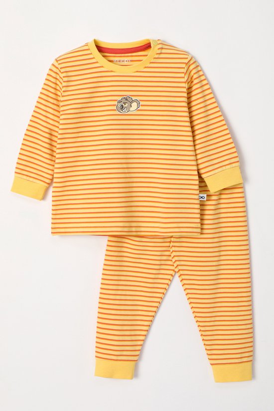 Woody Jongens-Heren Pyjama roest-gele streep - maat 062/3M
