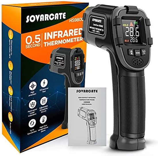 KETOTEK Laserthermometer Infrarood Lasergrip Voedsel Contactloze IR