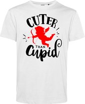 T-shirt Cuter Than Cupid | Valentijn cadeautje voor hem | Valentijn | Valentijnsdag voor mannen | Wit | maat L