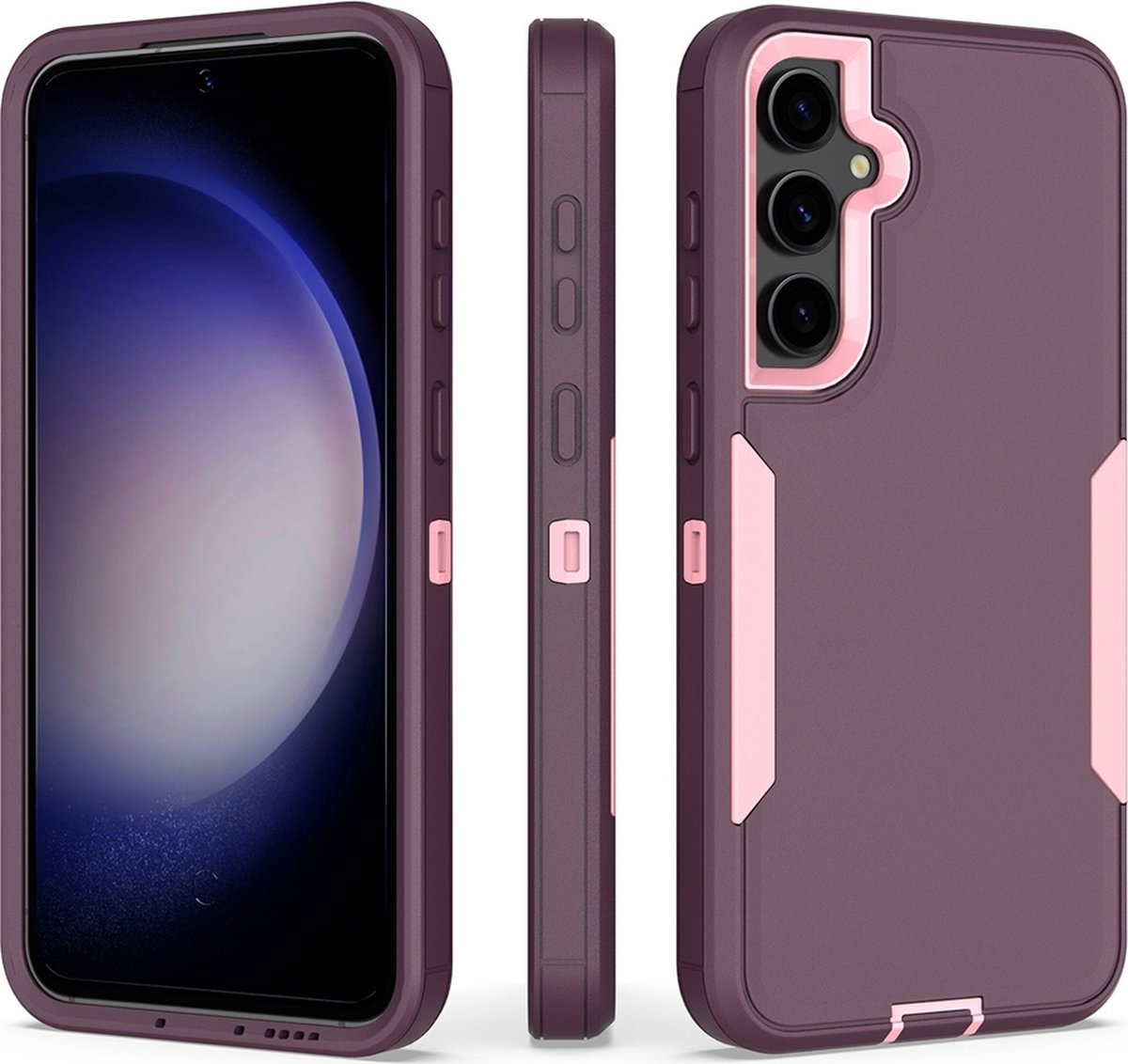 Mobigear Hoesje geschikt voor Samsung Galaxy S23 FE Telefoonhoesje Hardcase | Mobigear Ultra Tough Backcover Shockproof | Schokbestendig Galaxy S23 FE Telefoonhoesje | Anti Shock Proof - Paars