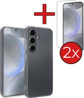 Hoesje Geschikt voor Samsung S24 Plus Hoesje Siliconen Case Hoes Met 2x Screenprotector - Hoes Geschikt voor Samsung Galaxy S24 Plus Hoes Cover Case - Transparant