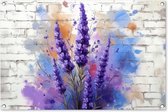 Tuinposters buiten Lavendel - Graffiti - Bloemen - Paars - Bloem - 90x60 cm - Tuindoek - Buitenposter..