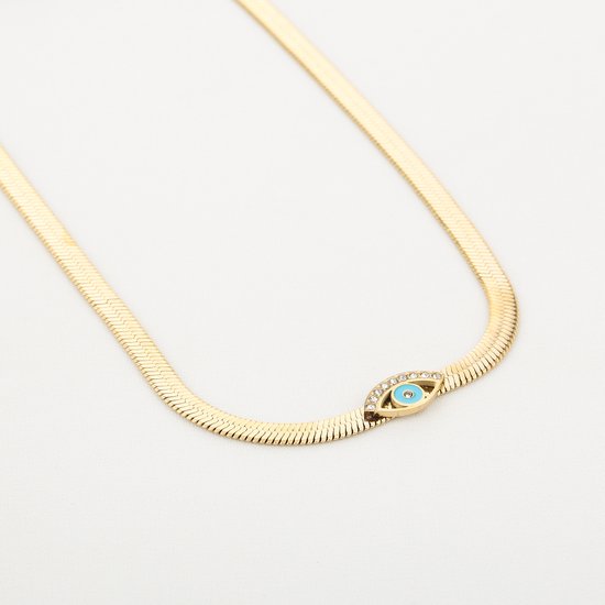 Ketting Snake Chain Eye - Stainless Steel - Goud - Turkoois