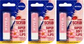 Nivea Caring Scrub Super Soft Lips Lippenbalsem - 3 x 5.5 ml