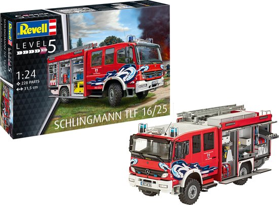 1:24 Revell 07586 Mercedes-Benz Schlingmann TLF 16/25 - Brandweerwagen Plastic Modelbouwpakket