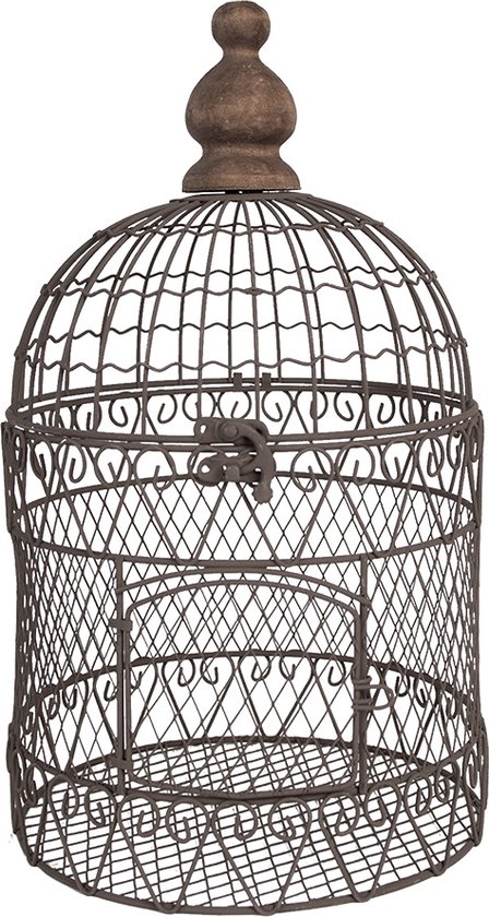 Clayre & Eef Décoration de cage Ø 20x35 cm Marron Fer Rond