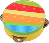 Houten Tamboerijn Regenboog Geel 13CM - Tamboerijn Kind - Tamboerijn Muziekinstrument - Tamboerijn Baby