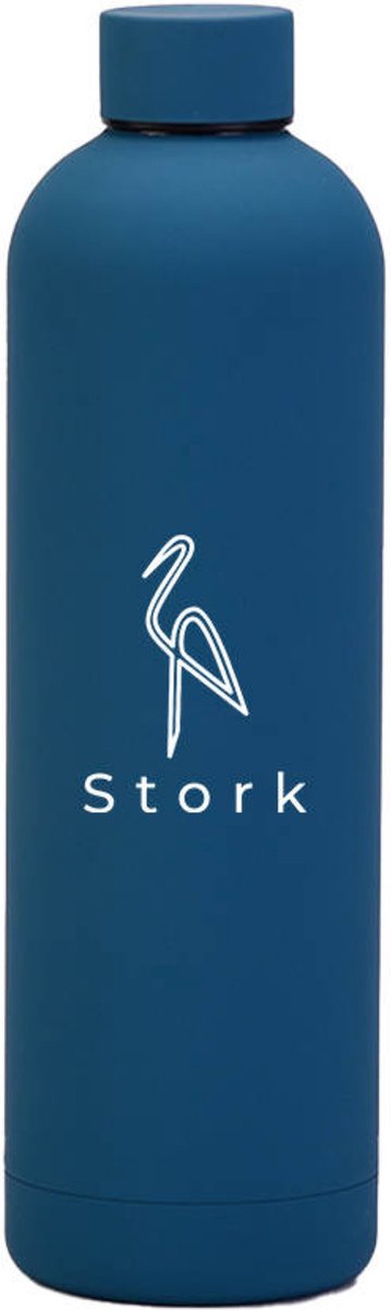 Stork Thermosfles 1000 ml blauw Design - Luxe - Thermo - Travel - RVS - Stijlvol - drinkfles - mat - Thee - Koffie - Water - fles - waterfles