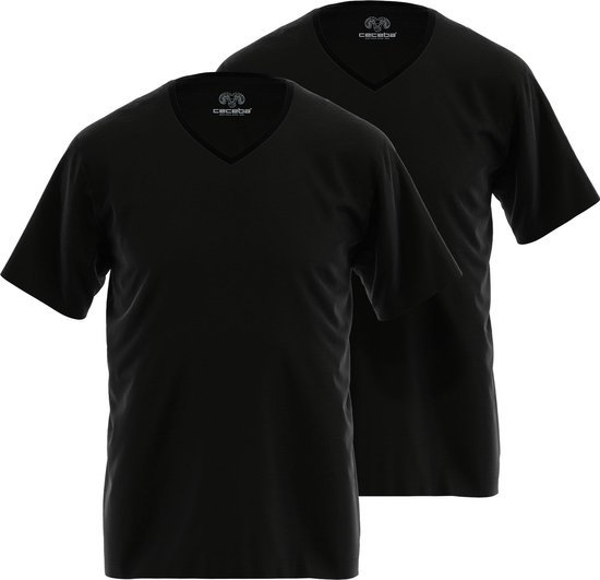 T-shirt Ceceba col en V- Zwart - 31239-4012-930 - 6XL - Homme
