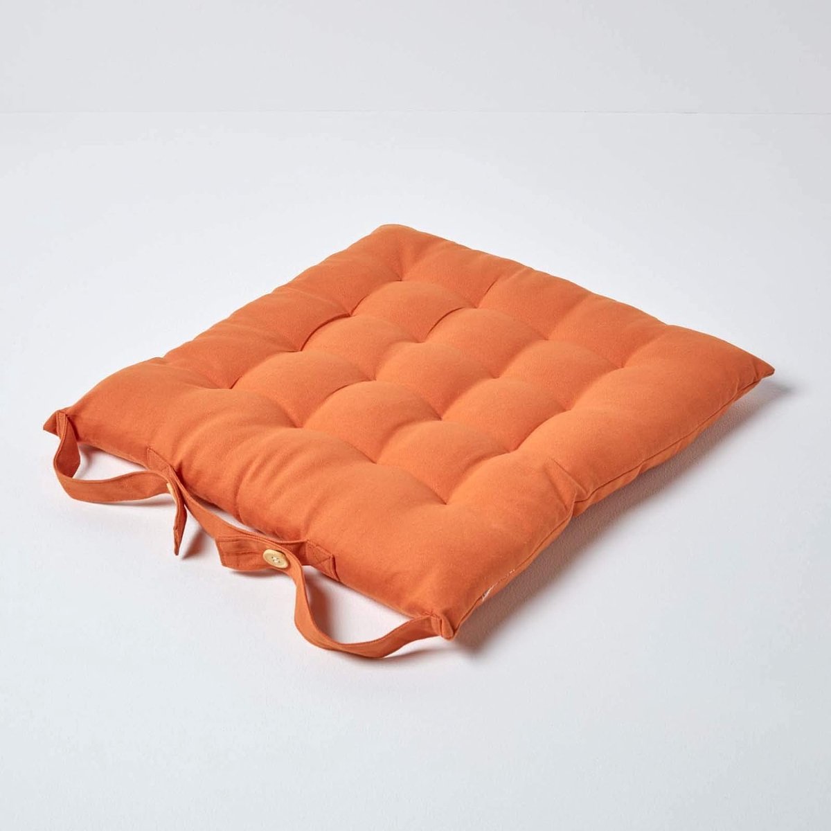 Lot De 4 Coussins De Chaises De Cuisine Tomaino - Uni Avec Lacets - 40 X 40 Cm Orange - Intérieur Extérieur