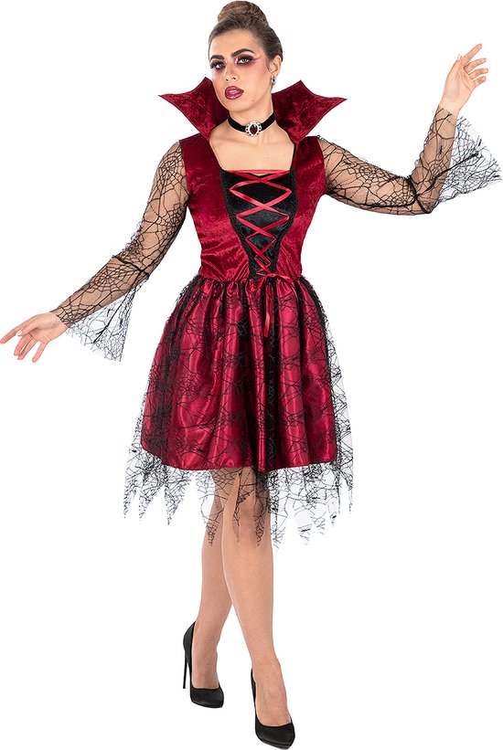 FUNIDELIA Sexy Vampier Kostuum voor Vrouwen - Maat: S - Bordeaux rood