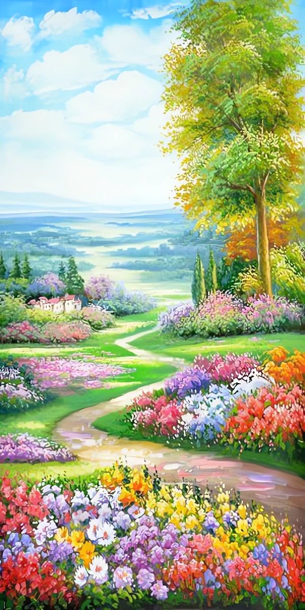 5D Diamond Painting 50x90cm - Natuur - Volledige Set - Inclusief Pen Schudbakje Wax Opbergzakjes en Wit Stickers - Ronde steentjes-Bloemen
