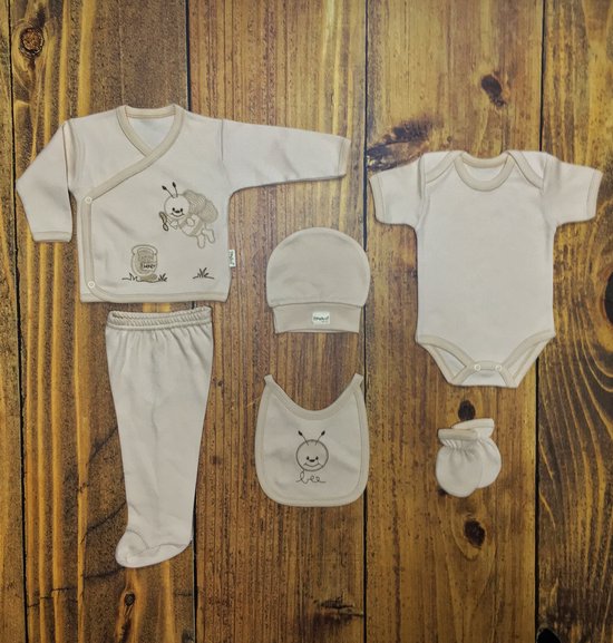 Foto: 6 deelig babycadeauset voor pasgeborenen 100 natuurlijk katoen eerste uitrusting uniseks kleding cadeauset babyuitrusting voor baby s van 0 4 maanden