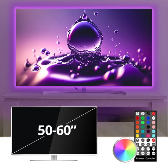 TV verlichting | TV Lamp | met 3x RGBWW strip 50-60 inch | Gaming accessoires | Led Light Strip | Licht strip