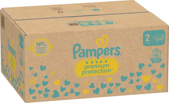 Pampers Premium Protection - Maat 2 (4kg-8kg) - 240 Luiers - Maandbox - Pampers