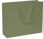 Papieren Tassen Groen - 24+10x20 cm - A5 liggend - Luxe lintjes - Groengrijs - Luxe Cadeautasjes - 20 Stuks