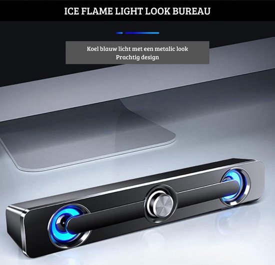 Soundbar PC – PC Speakers – Gaming Luidspreker – Mooie Ledlampen – USB – 3,5 mm AUX aansluiting – Computerbox voor PC, Monitor, Laptop, Telefoon - Zwart — afbeelding 5