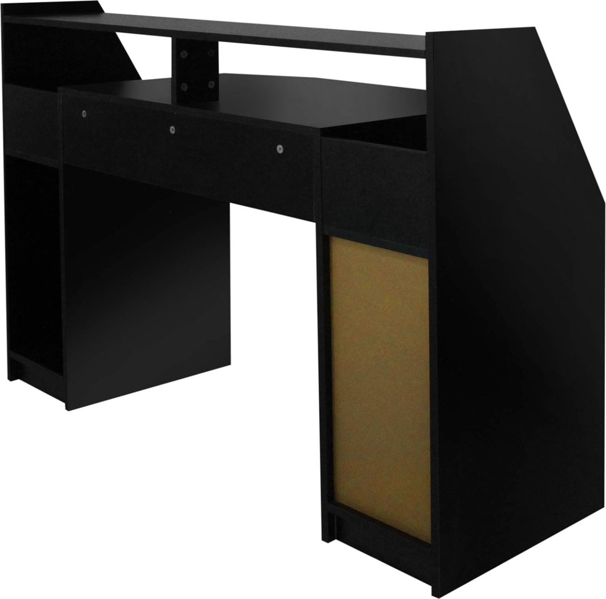 The Olive Tree Computerbureau – meerdere vakken, 123 x 55 x 90 cm, MDF, modern design, in zwart – computerbureau, pc, studeertafel