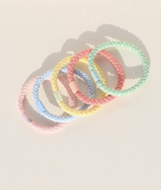 Knaak Cheveux Bandes de caoutchouc - Tressés - Élastique et Bracelet - 5 pièces