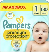 Pampers Premium Protection - Taille 1 (2kg - 5kg) - 180 Couches - Boîte Mensuelle
