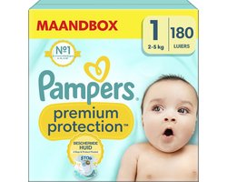 Pampers Premium Protection - Maat 1 (2-5kg) - 180 Luiers - Maandbox