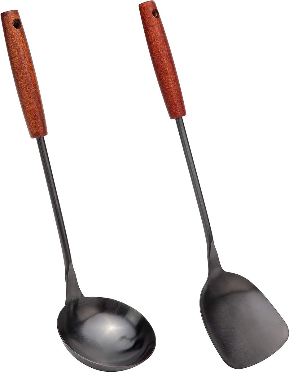 Wokspatellepel Keller van spatel en pollepel van roestvrij staal 304, 36,2-38,1 cm