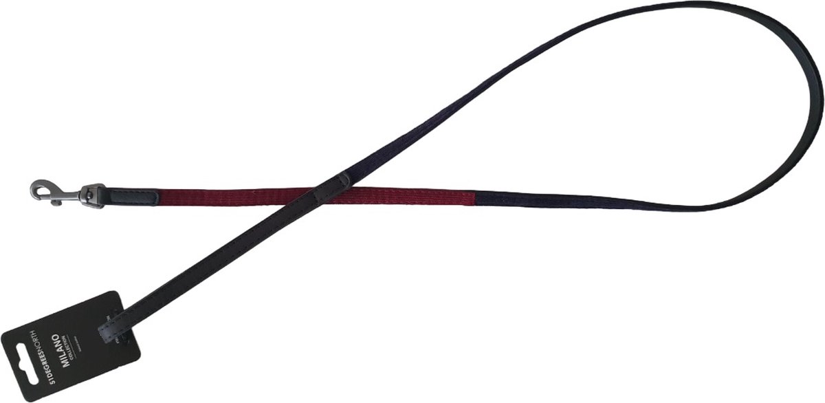 51 DEGREES NORTH Milano Hondenriem / Hondenlijn - Corduroy-Leder - Blauw-Bordeauxrood - S - Breedte: 12 mm - Lengte: 120 cm