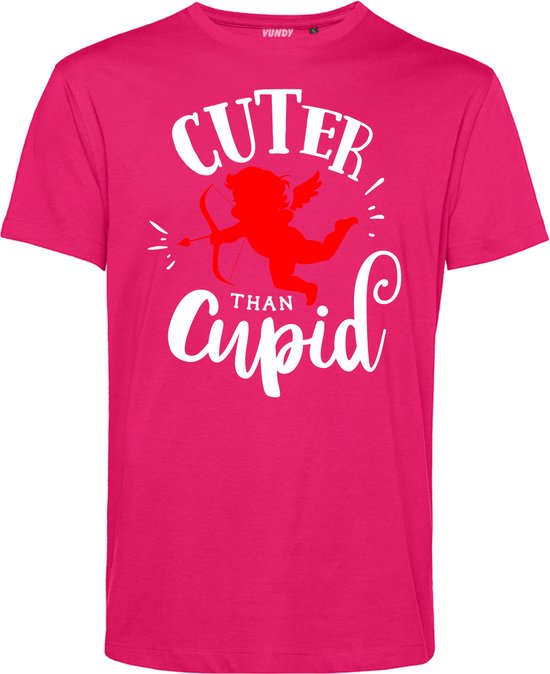 T-shirt Cuter Than Cupid | Valentijn cadeautje voor hem | Valentijn | Valentijnsdag voor mannen | Fuchsia | maat XS