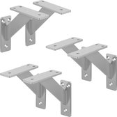ML-Design 6 stuks plankdrager 120x120 mm, zilver, aluminium, zwevende plankdrager, plankdrager, wanddrager voor plankdrager, plankdrager voor wandmontage, wandplankdrager plankdrager