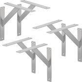 ML-Design 6 stuks plankdrager 240x240 mm, zilver, aluminium, zwevende plankdrager, plankdrager, wanddrager voor plankdrager, plankdrager voor wandmontage, wandplankdrager plankdrager
