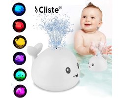 Cliste Mini de Badwalvis - Badspeelgoed - Lichtjes - Vis Spuit Water - Badspeeltjes - Voor in bad - Fish Spray Water - Wit - bad walvis - Waterspeelgoed - Speelgoed - Fish Bath Toy - Baby Badspeelgoed