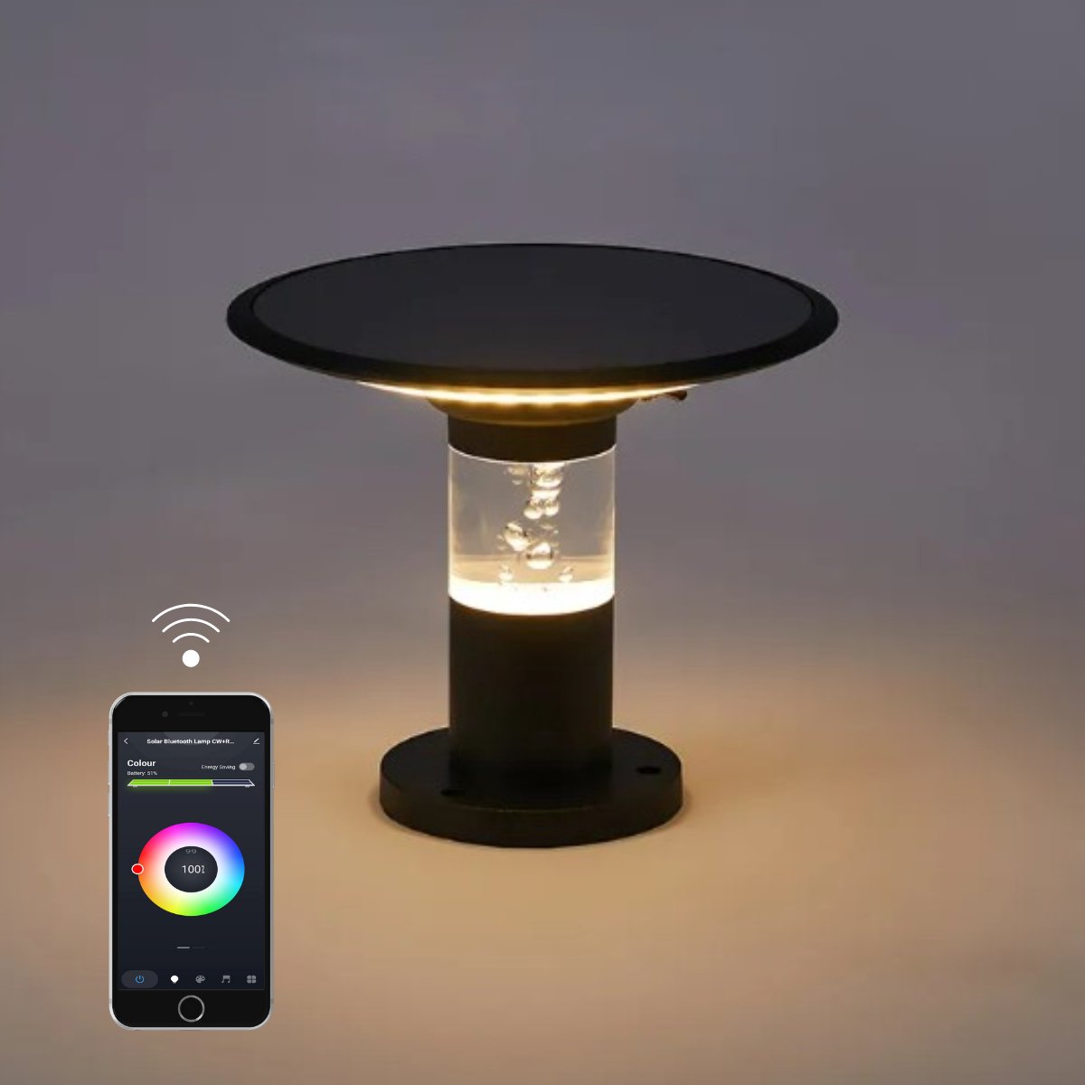 Lueas® - Draadloze tafellamp voor buiten- met app - Zonne-energie - Tuinlamp - Lichtsensor - Bluetooth