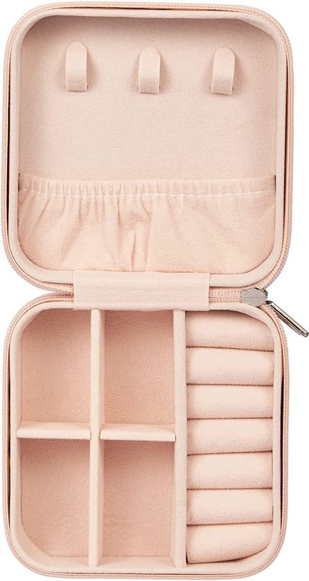 Sieradendoosje klein reizen voor dames meisjes, sieradendoos met initiaal L, mini juwelendoos met spiegel voor ringen, oorbellen, halsketting voor dames, cadeau voor verjaardag, Kerstmis, Moederdag