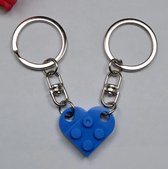 Bouwstenen sleutelhanger - Imitatie bouwsteen hart - brick keychain - Vriendschap - Geliefde - BFF - Donker Blauw - Valentijn cadeautje voor haar & hem