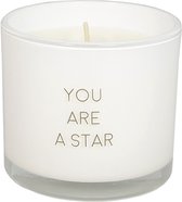 MY FLAME - bougie de soja avec bracelet à vœux - 'Tu es une star' - Fresh Cotton - 35 heures de combustion - Wit