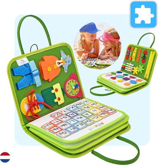 Mauzek® Busy Board – Nederlands – Montessori speelgoed – Montessori voor thuis – Activiteitenbord – Sensorisch speelgoed – Educatief speelgoed – Motoriek Speelgoed – Speelgoed voor in de auto – Speelgoed voor onderweg – Cadeau Kind – 3 jaar en ouder - Mauzek