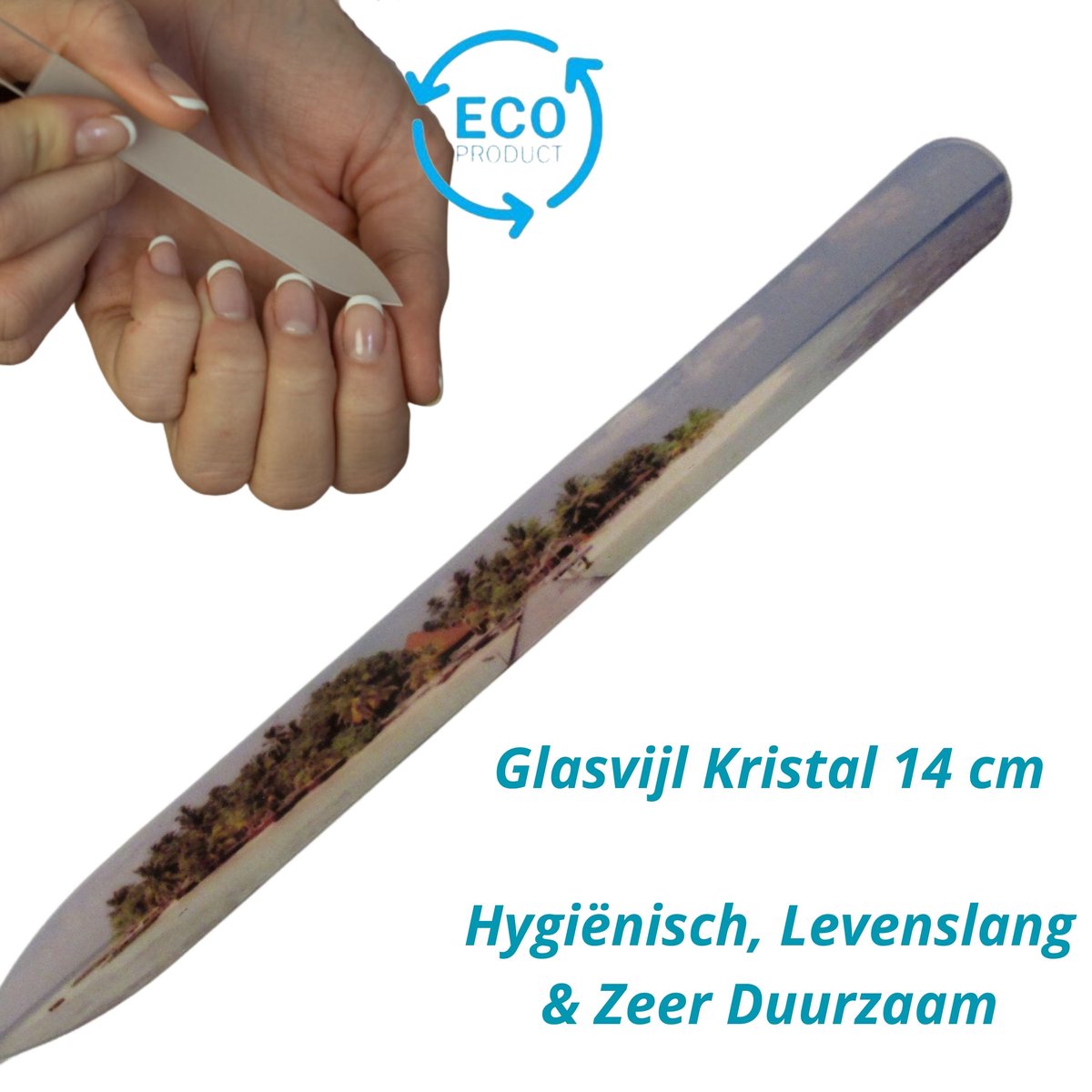 MILANO Glasvijl Kristal enkelzijdig - Glass nailfile - Tropisch eiland - levenslang garantie - 84