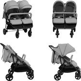 vidaXL Tweelingbuggy staal lichtgrijs en zwart - Tweeling Kinderwagen - Tweeling Kinderwagens - Kinderwagen - Kinderwagens