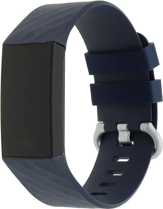 Bandje Voor Fitbit Charge 3 & 4 Sport Wafel Band - Donkerblauw - Maat: SM - Horlogebandje, Armband - Merkloos