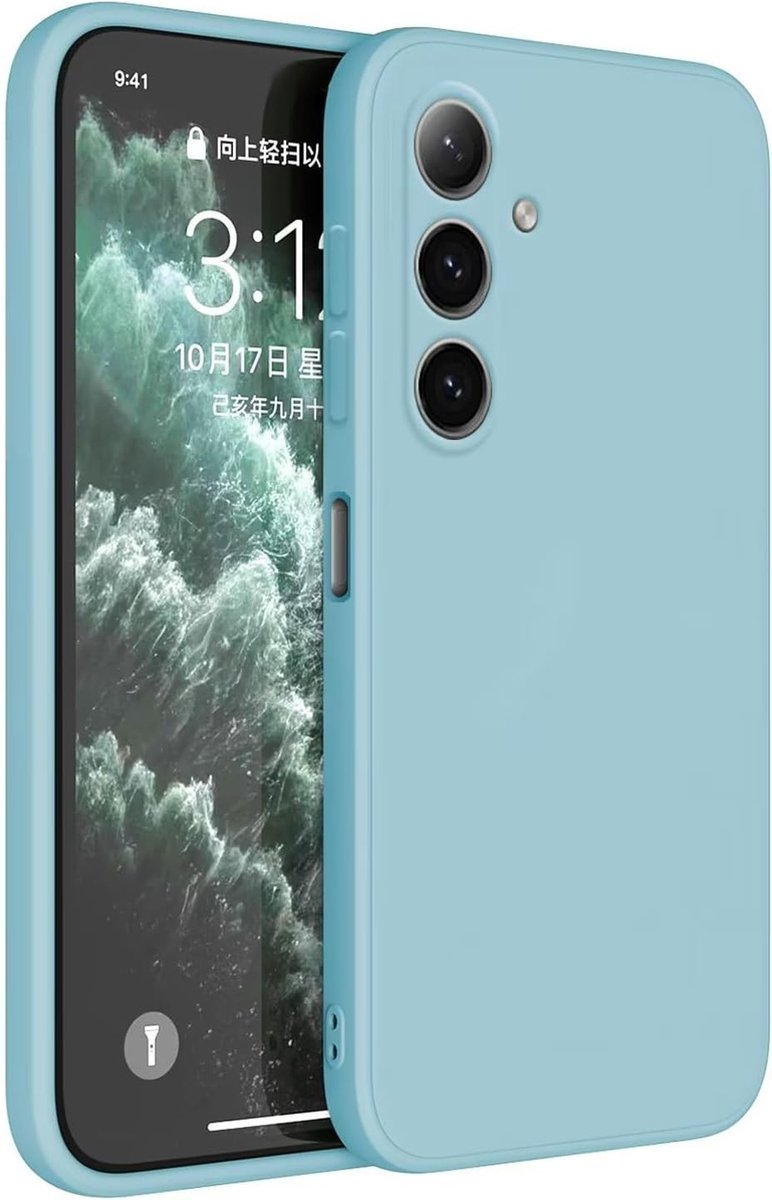 Topme Hoes voor mobiele telefoon voor Samsung Galaxy S24 (6,2 inch) case beschermhoes, huidbescherming van TPU siliconen hoes - lichtblauw
