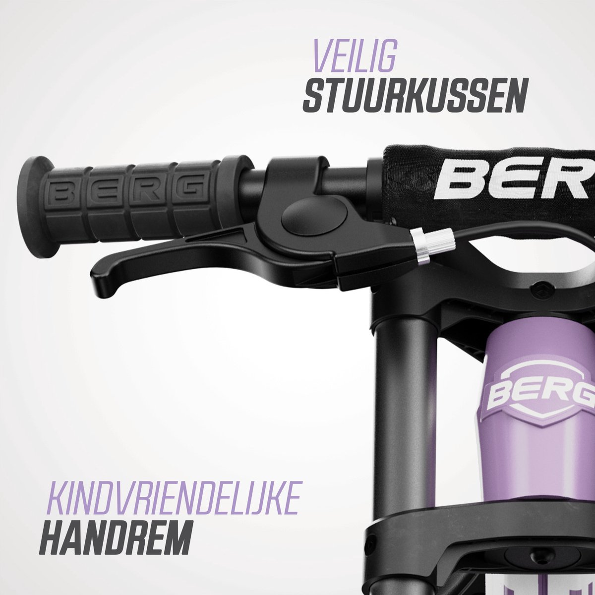 BERG Biky Cross Purple Loopfiets - 12 inch - Lichtgewicht Magnesium frame - Met Handrem - Verstelbaar Zadel - 2,5+ Jaar - Paars — afbeelding 8