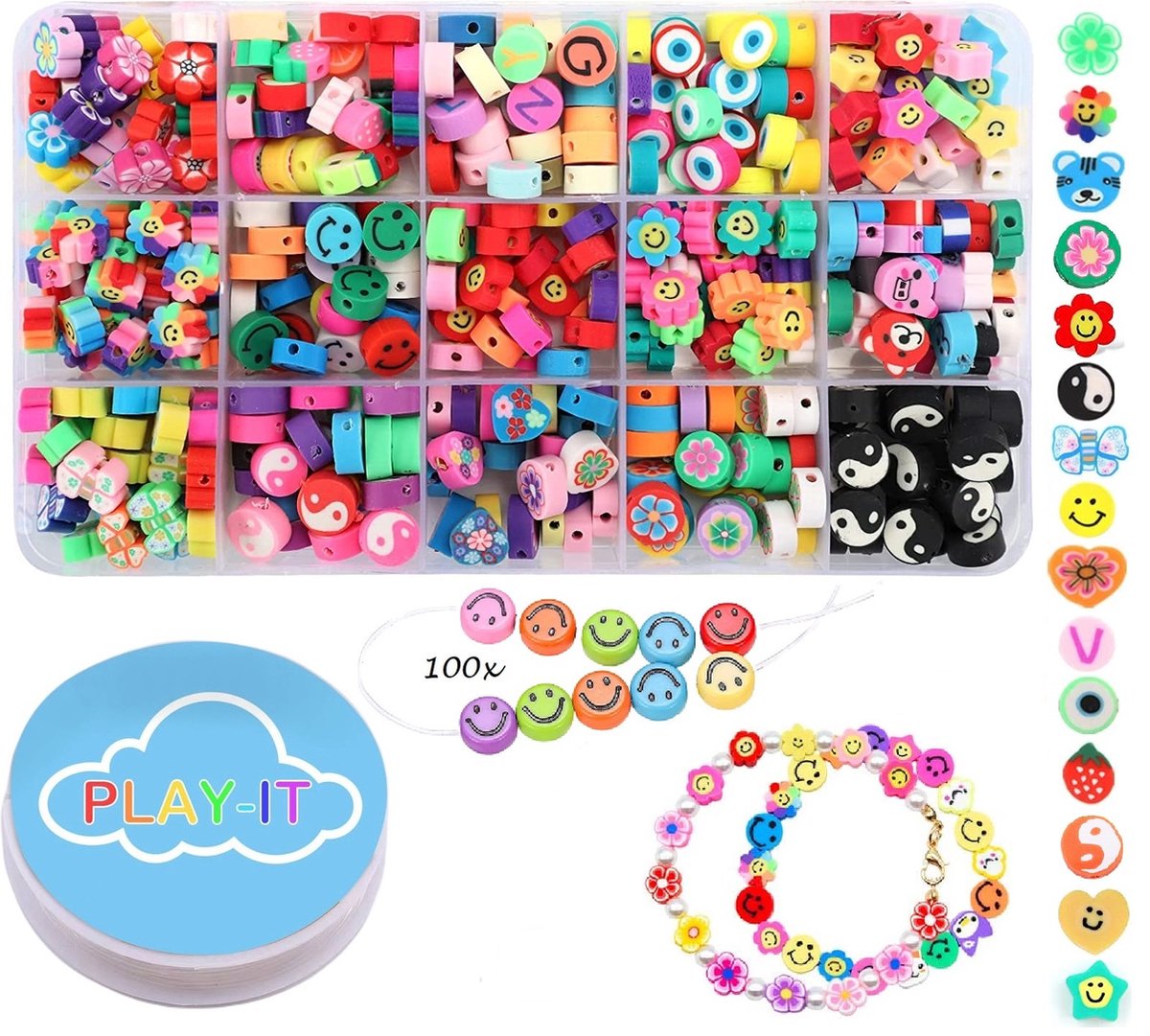 PLAY IT Kralen set XXXL Knutselen Meisjes - Polymeer - Katsuki - Incl. 300 Smiley Kralen — afbeelding 8