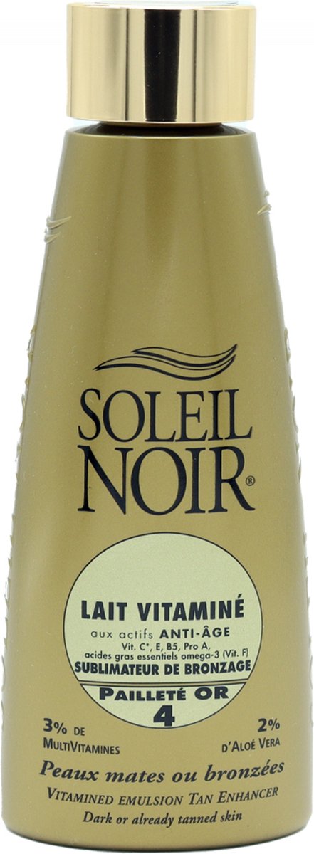 Soleil Noir Lait Vitaminé Sublimateur de Bronzage 4 Pailleté Or 150 ml